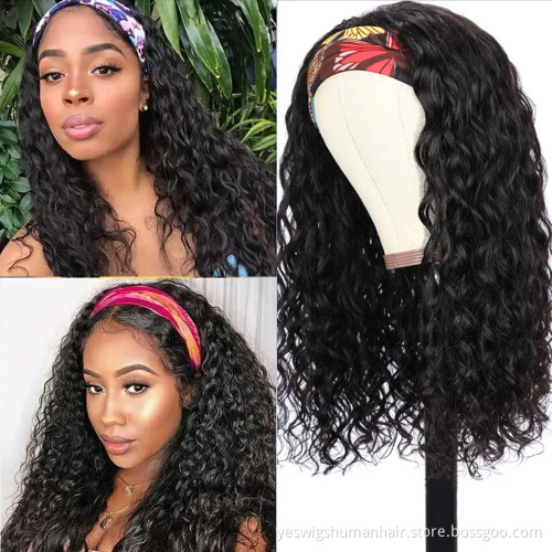 Wholesale Cheap Raw Indian Virgin Cuticle Aligned 100% Afro Kinky Curly Human Hair Headband Wigs None Lace Wig For Black Women